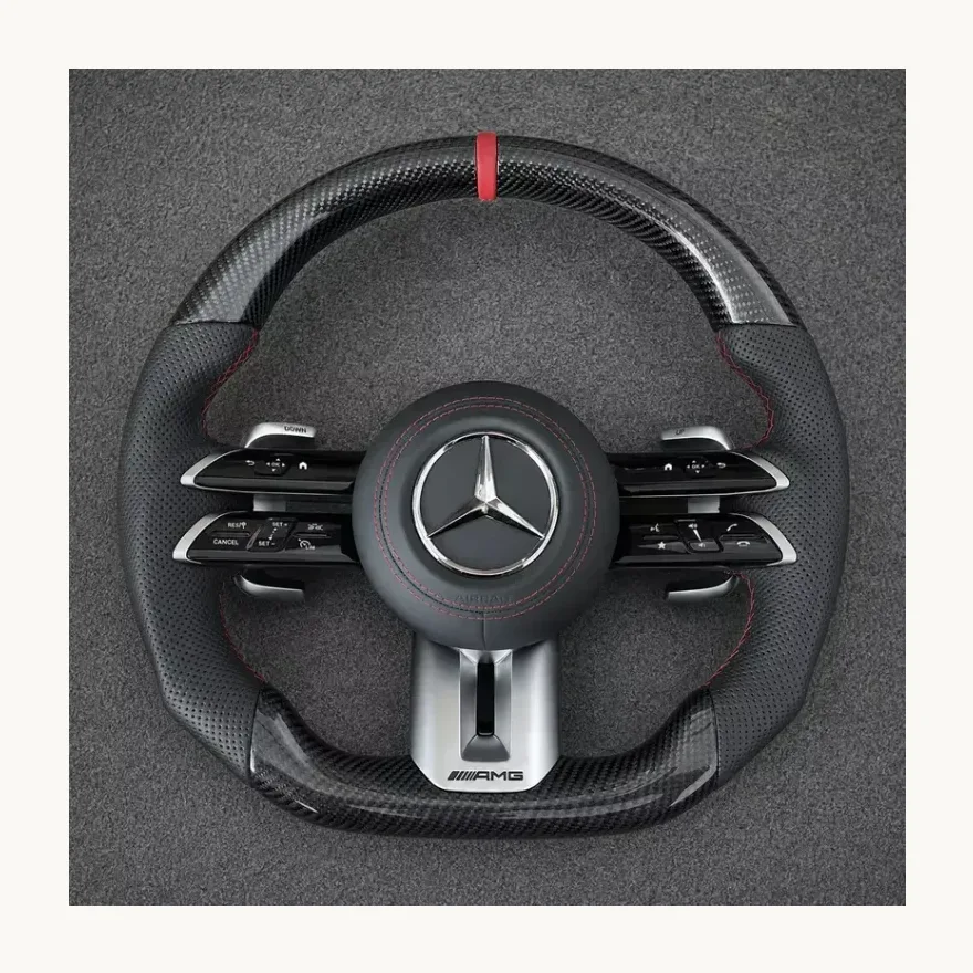 Mercedes A B C E S GLC GLE 2003 2026 W203 W206 W211 W214 Custom Real Carbon Fiber AMG Steering Wheel